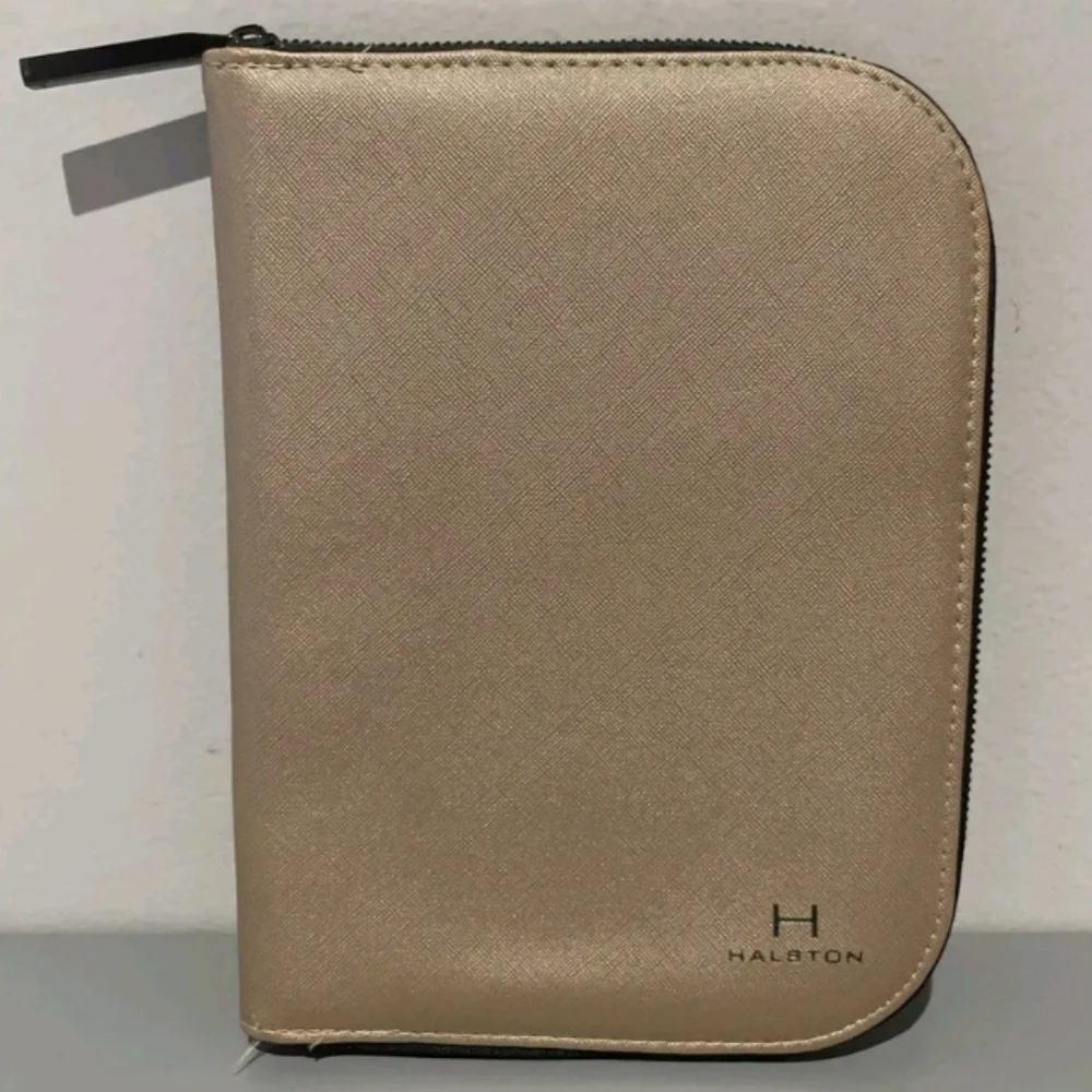 Halston Vegan Leather Gold Jewelry Case Travel Organizer